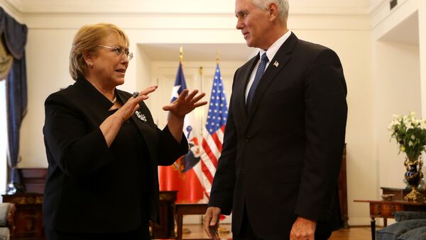 Michelle Bachelet e Mike Pence - Sputnik Brasil