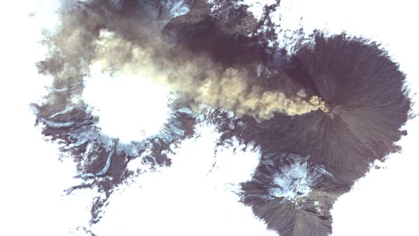 Imagem do volcão Shiveluch (Rússia) tomada desde o espacço - Sputnik Brasil