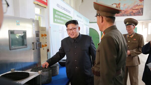 Kim Jong-un contata com os dirigentes do Instituto de Pesquisa de Materiais Químicos da Academia de Defesa Nacional - Sputnik Brasil