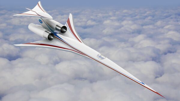 Imagem de como será o avião X, que integra o projeto QueSST e que pode reviver o famoso avião supersônico Concorde - Sputnik Brasil
