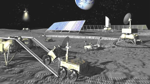 Base lunar futura da Rússia na imaginação do artista  - Sputnik Brasil
