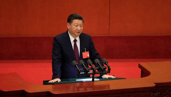 China's President Xi Jinping speaks during the opening session of the 19th National Congress of the Communist Party of China at the Great Hall of the People in Beijing, China October 18, 2017 - Sputnik Brasil