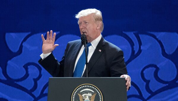O presidente dos EUA, Donald Trump, durante seu discurso na XXV Cúpula da APEC realizada na cidade de Danang (Vietnã) em 10 de novembro de 2017 - Sputnik Brasil