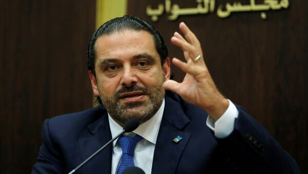 Lebanon's prime minister Saad al-Hariri gestures during a press conference in parliament building at downtown Beirut, Lebanon October 9, 2017 - Sputnik Brasil