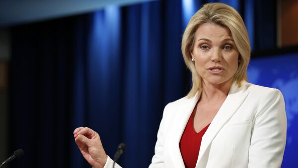 State Department spokeswoman Heather Nauert speaks during a briefing at the State Department in Washington, Wednesday, Aug. 9, 2017 - Sputnik Brasil